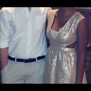 Gold Sequin Cutout Dress